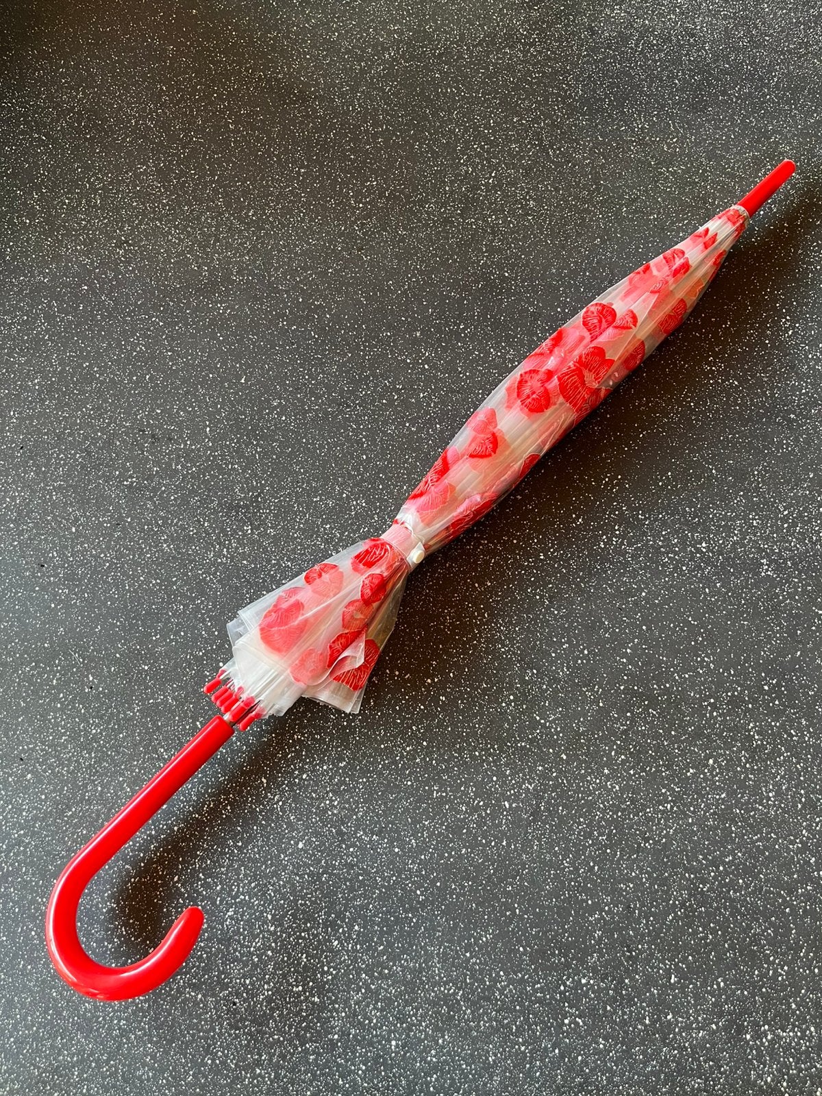 Paraplu, Ophalen, Transparant, Nieuw, Rood