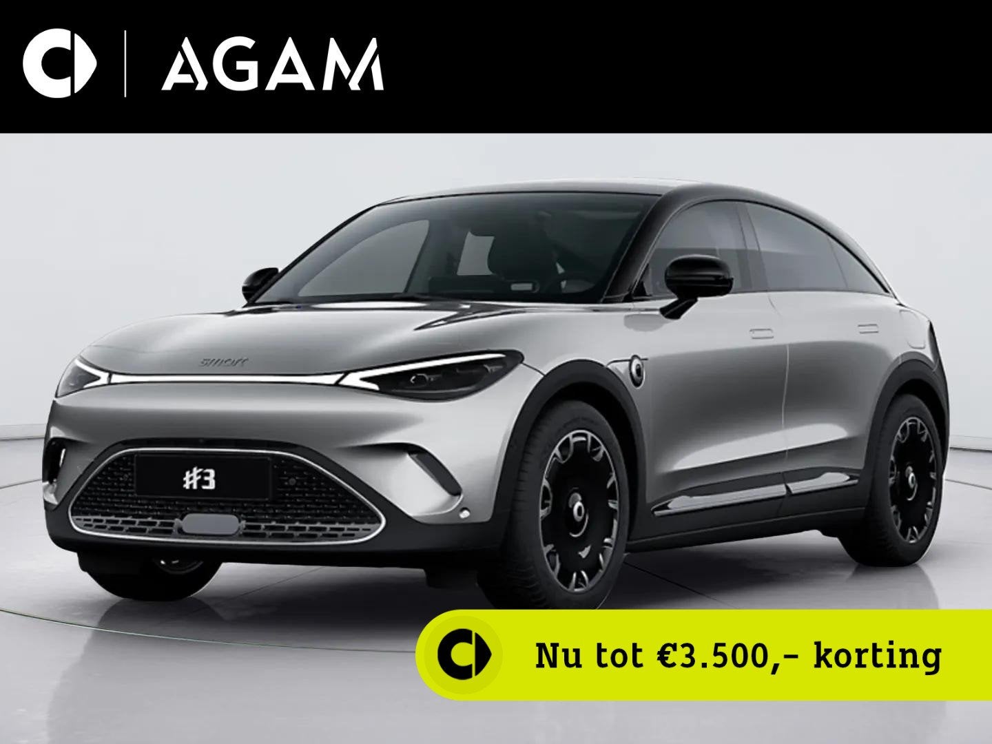 smart #3 Premium 66 kWh, Auto's, Automaat, Achterwielaandrijving, Zwart, Verwarmde buitenspiegels