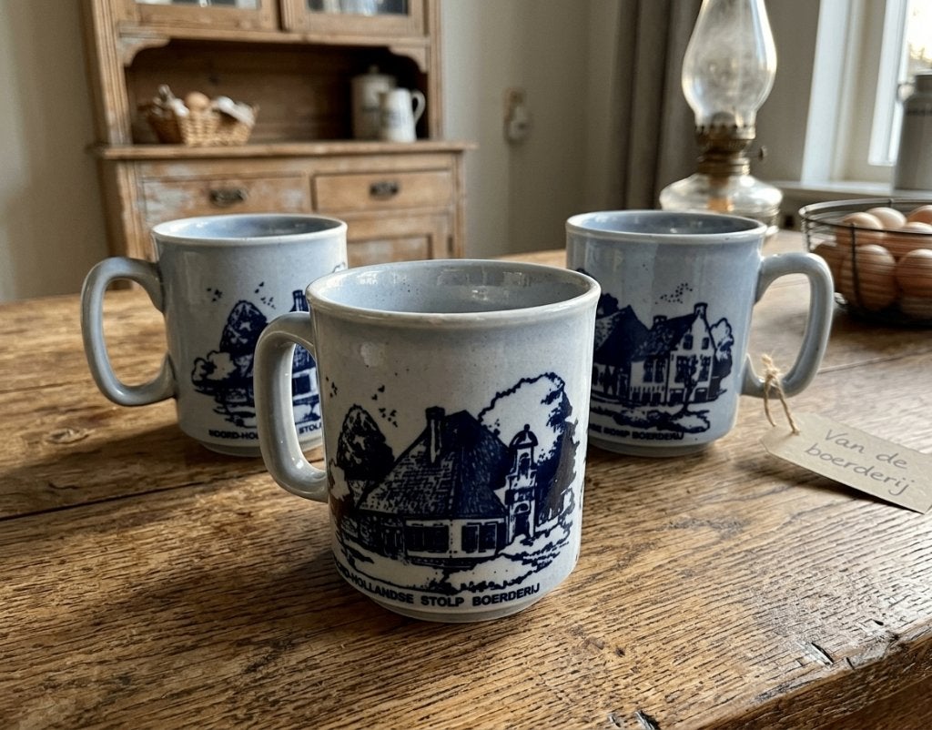 vintage 70/80's 3 english woods & son stolp boerderij mokken, Ophalen of Verzenden