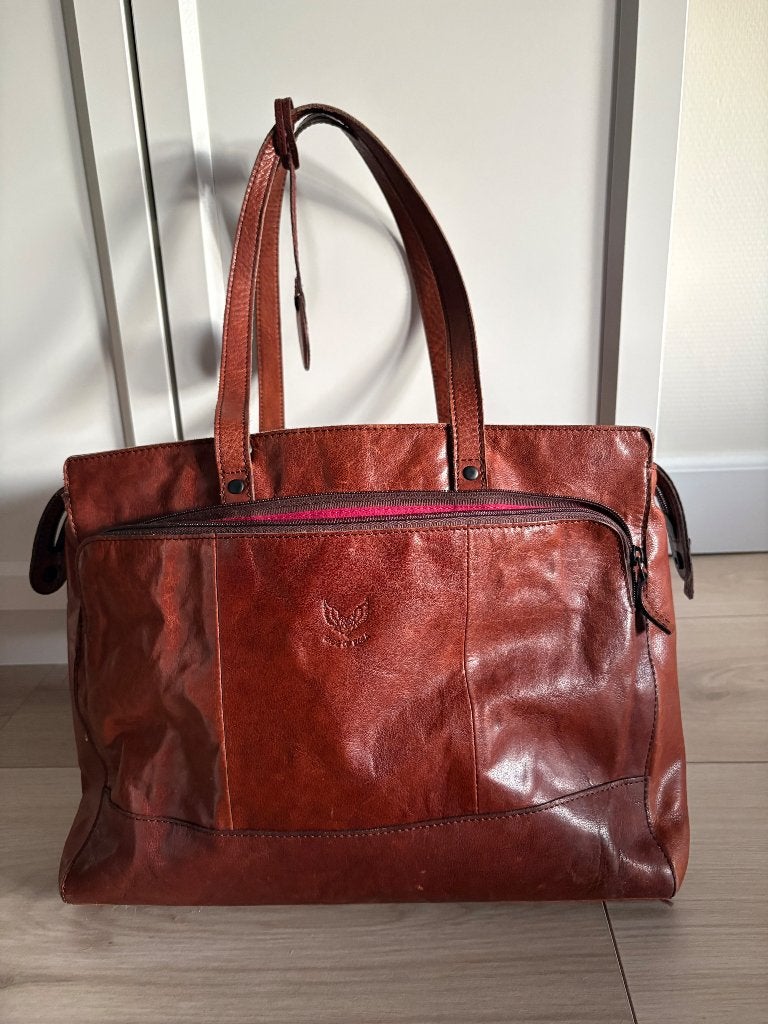 Rise of Rosa leren shopper / werktas cognac – echt leer, Sieraden, Tassen en Uiterlijk, Tassen | Damestassen, Ophalen of Verzenden