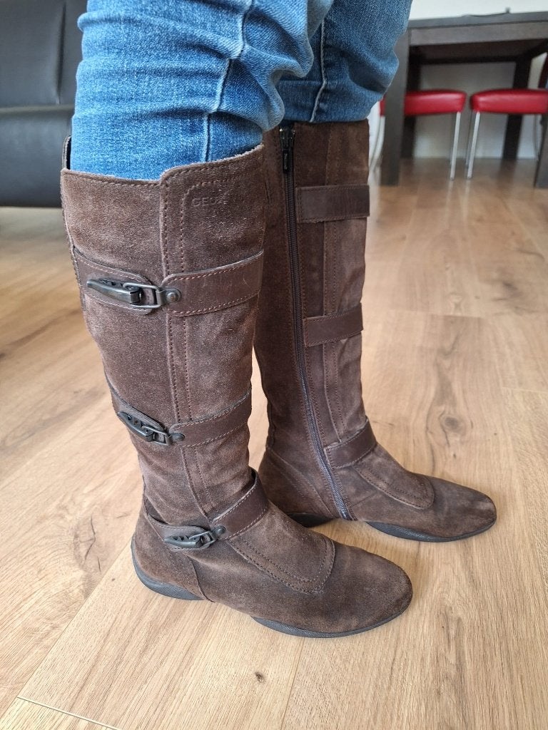 GEOX suede leren dameslaarzen maat 36 / bruin, Geox, Hoge laarzen, Bruin, Ophalen of Verzenden