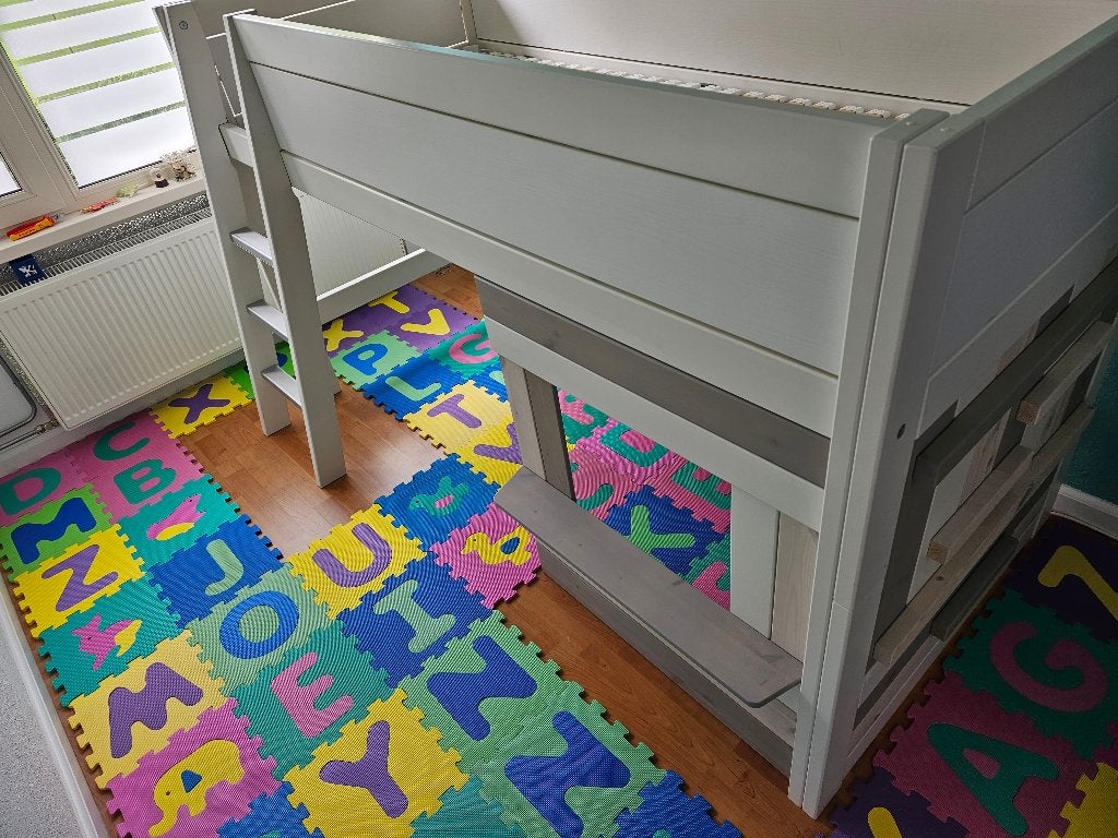 SUPERGAAF BED HALFHOOGSLAPER LIFETIME 200X90, Ophalen, 85 tot 100 cm, Gebruikt, Hoogslaper of Stapelbed
