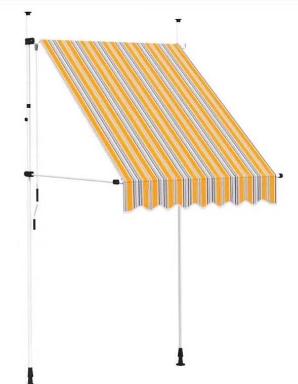 Zonnescherm Vida XL geel blauw gestreept 150cm, Tuin en Terras, Nieuw, Ophalen of Verzenden, 150 tot 300 cm, 250 cm tot 450 cm