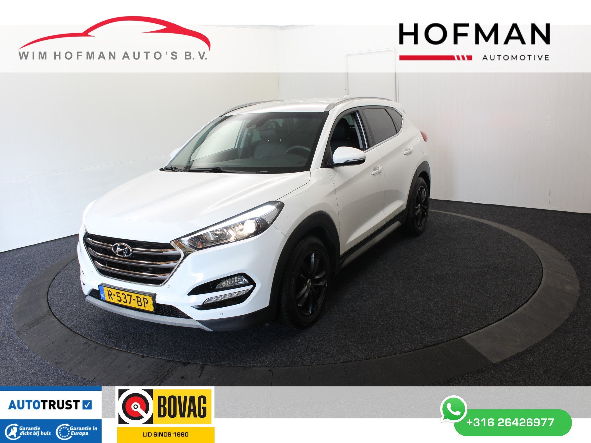 Hyundai Tucson 1.6 T-GDi Premium 177 PK Camera Vol Leder Tre, Auto's, Gebruikt, 4 cilinders, Met garantie (alle), Wit