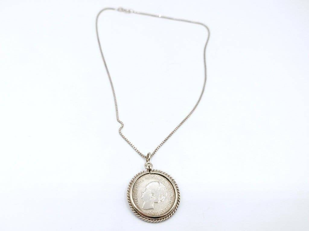 Zilveren gourmetketting met halve gulden hanger, 39 cm, Info@zilverwebsite.nl, Verzenden, Zo goed als nieuw, Zilverwebsite.nl