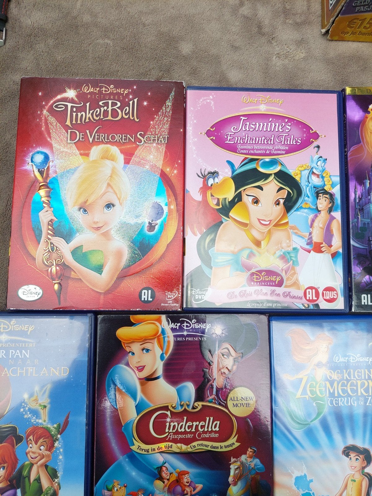 Walt Disney DVD Collectie: Tinkerbell, Jasmine, Doornroosje, Cd's en Dvd's, Gebruikt, Animatie, Alle leeftijden, Box/collectie