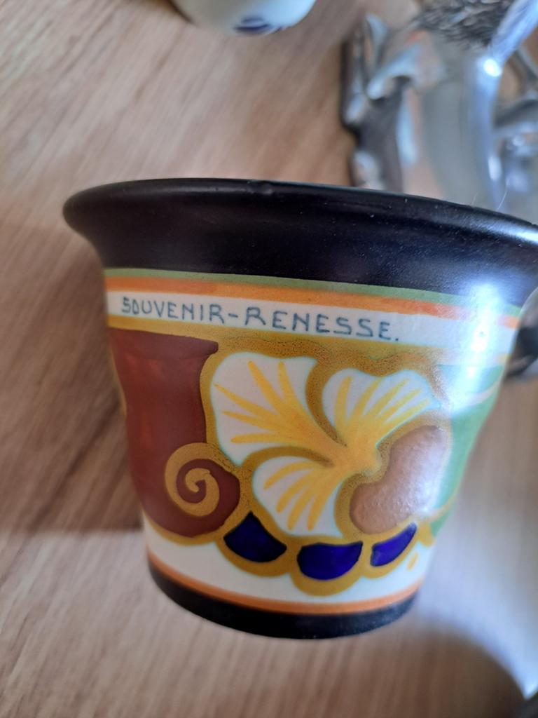 Plateel souvenir renesse bloempot, Antiek en Kunst, Ophalen