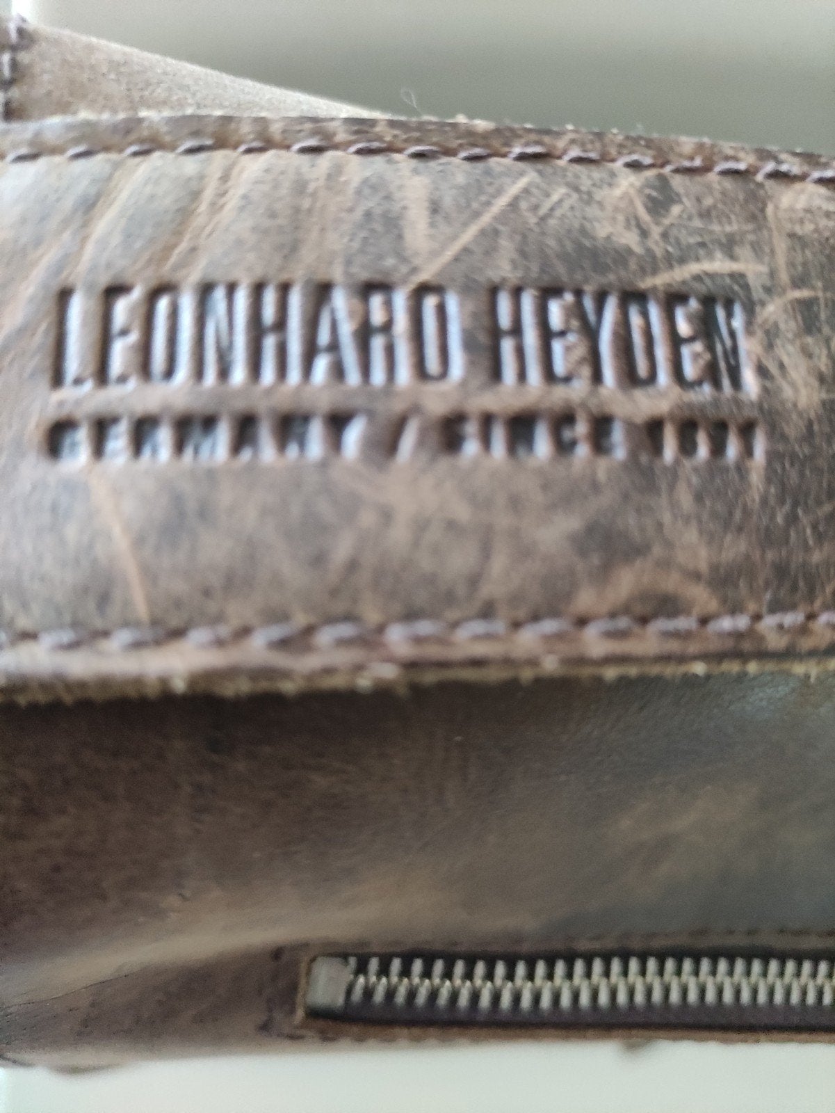 Leonhard Heyden Leren Schoudertas Bruin, Overige merken, Gebruikt, Bruin, Ophalen of Verzenden