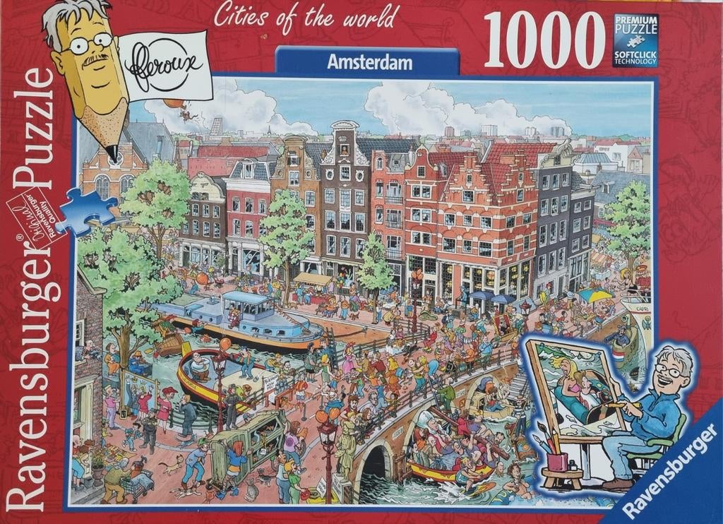 Ravensburger puzzel Cities of the world Amsterdam, 1x gelegd, Ophalen, 500 t/m 1500 stukjes, Zo goed als nieuw