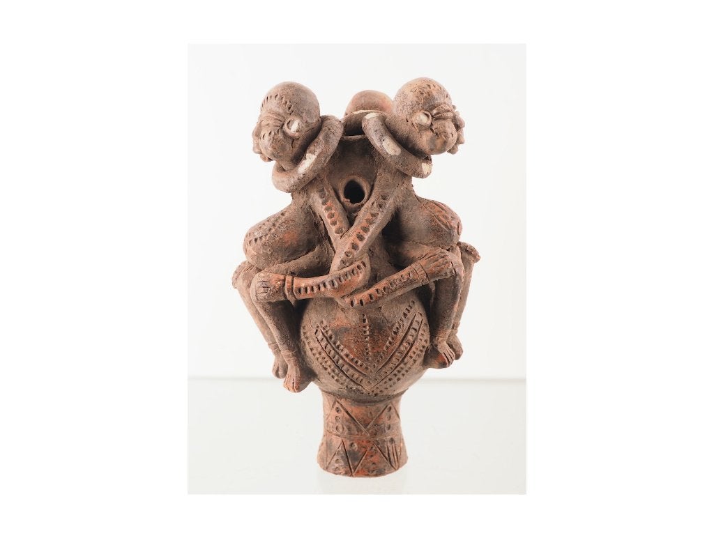Tikar terracotta olielamp Kameroen Nr.5 (251110-01), Antiek en Kunst, Ophalen of Verzenden