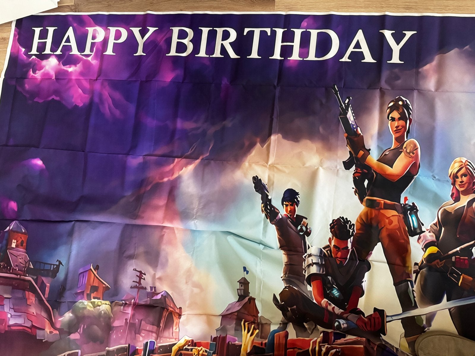 Fortnite Happy Birthday Banner - Feestversiering, Ophalen of Verzenden, Zo goed als nieuw, Versiering, Verjaardag