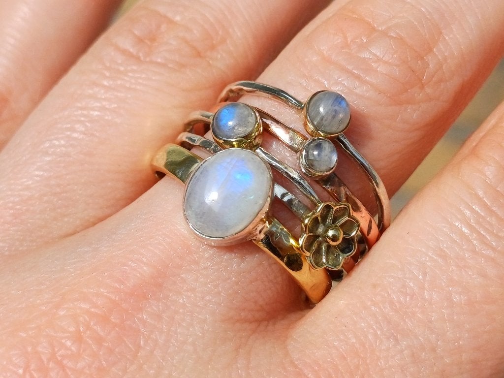 Vanoli 925 zilveren multi ring met maansteen maat 19,5, Sieraden, Tassen en Uiterlijk, Daiva1973@hotmail.com, Vanoli, 19 tot 20