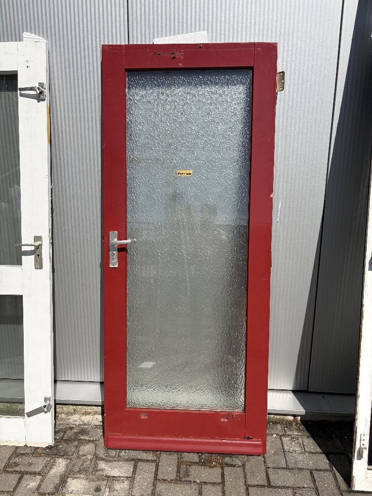 Rode buitendeur volledig matglas | 82,5x200 cm | hout, Doe-het-zelf en Verbouw, Deuren en Horren, Ophalen, Gebruikt, 80 tot 100 cm
