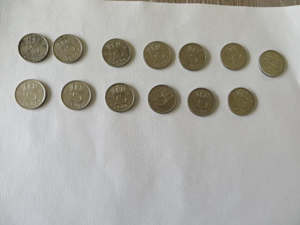 25 Cent Kwartje 1948 Koningin Wilhelmina 13 stuks, Ophalen of Verzenden, Koningin Wilhelmina, 25 cent, Losse munt