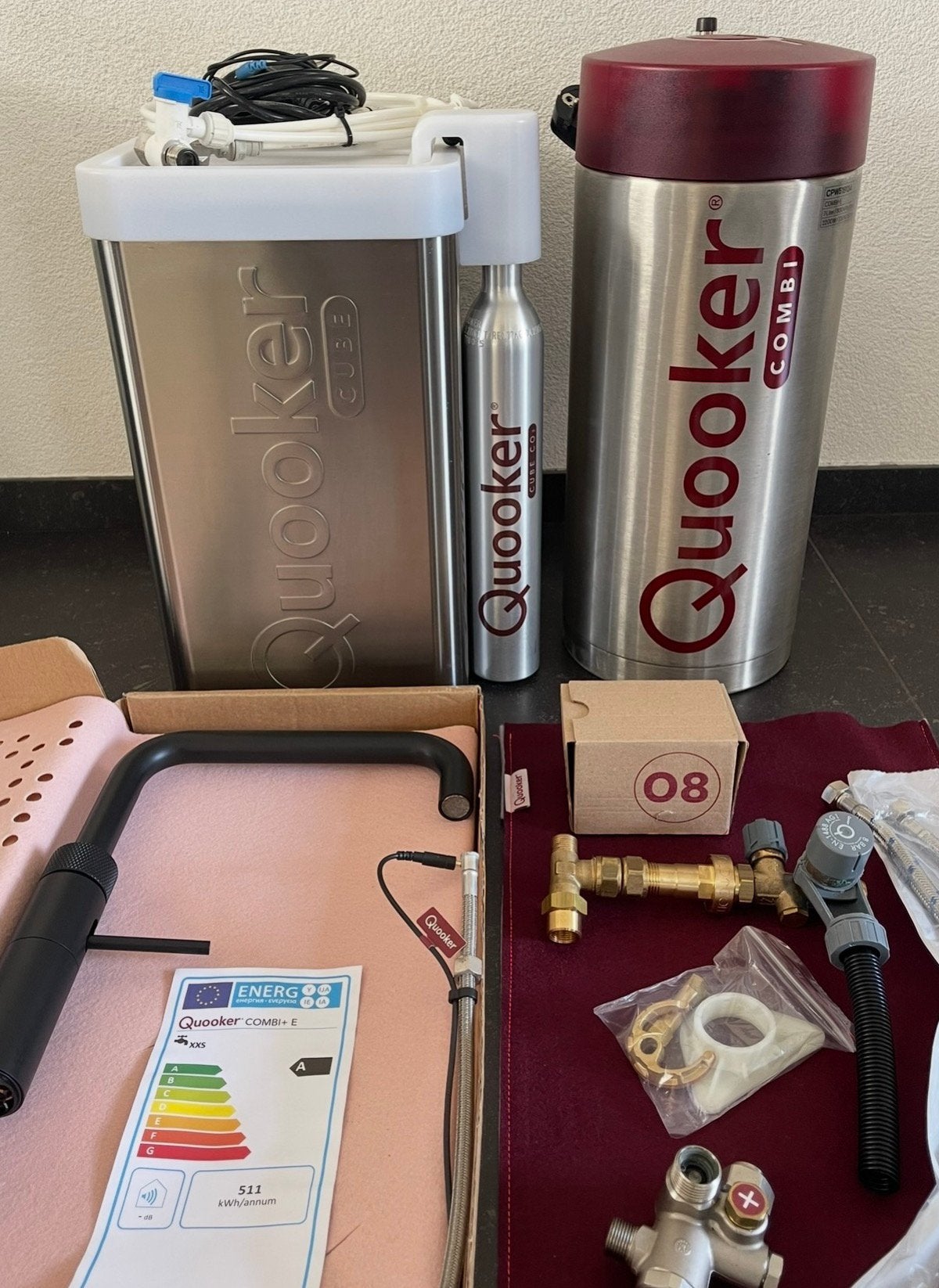 Quooker Fusion Black Square + PRO7 (7L) boiler + Cube compl., Ophalen, Minder dan 50 cm, Zwart, Zo goed als nieuw
