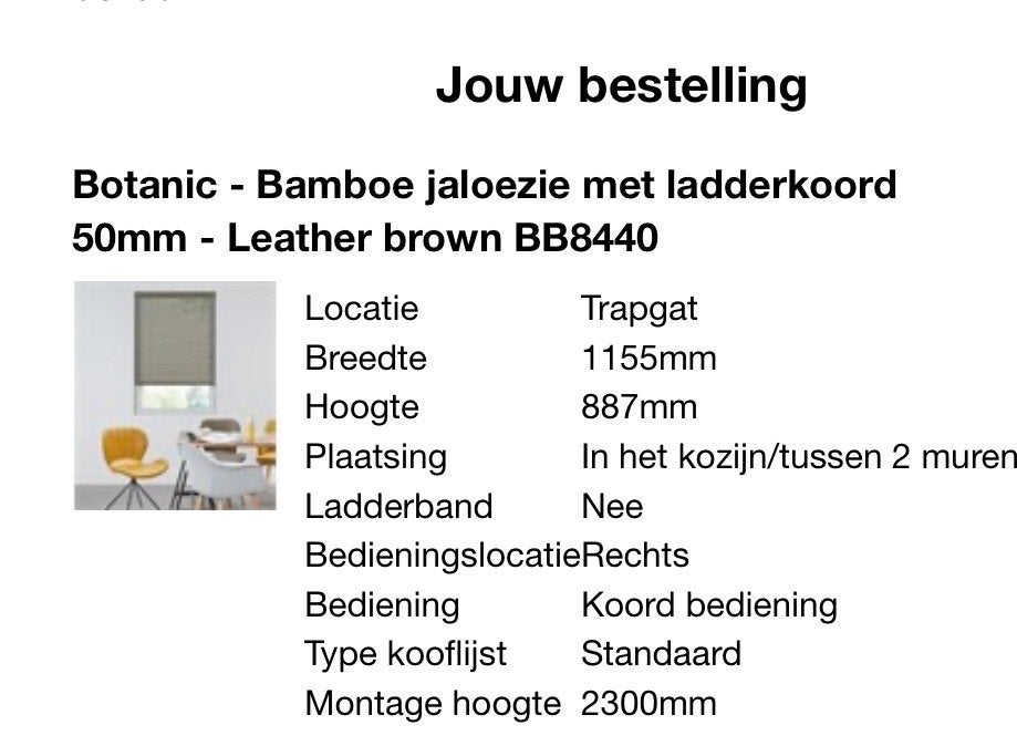 Nieuwe bamboe jaloezieën - Leather brown BB8440, Ophalen, Jaloezie, Overige merken, Bruin