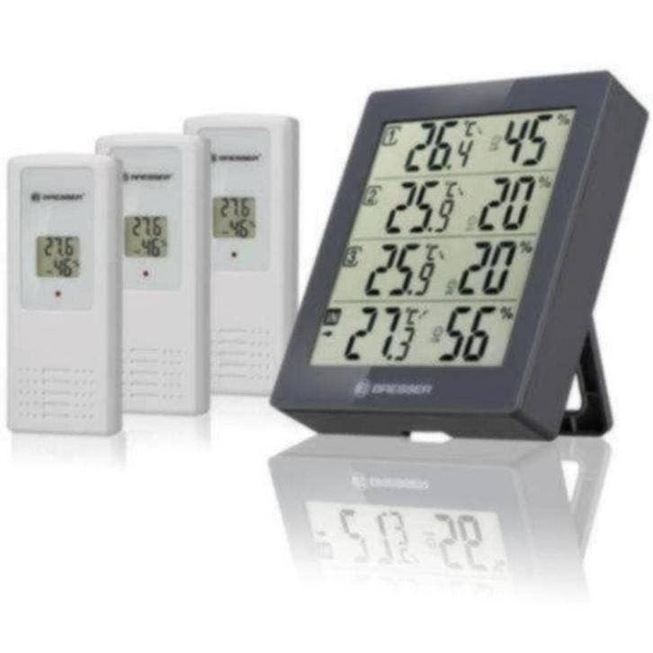 Bresser Quadro Thermometer en Hygrometer Set - Grijs, Audio, Tv en Foto, Weerstations en Barometers, Ophalen of Verzenden, Foto Meinema