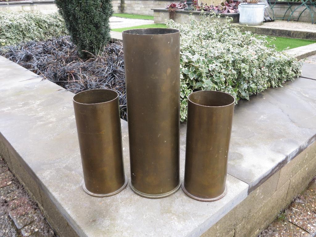 granaat hulzen 3 stuks WW2, Verzamelen, Ophalen of Verzenden, Landmacht, Nederland, Hulzen of Bodemvondsten