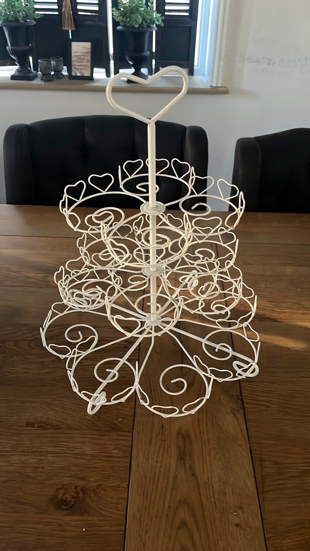 Wit metalen etagère met hartjes, Huis en Inrichting, Woonaccessoires | Etagères, Ophalen of Verzenden, Gebruikt