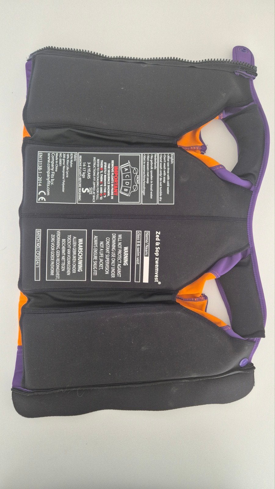 Zed & Sop zwemvest maat S (14-17 kg) met tekeningen, Ophalen of Verzenden