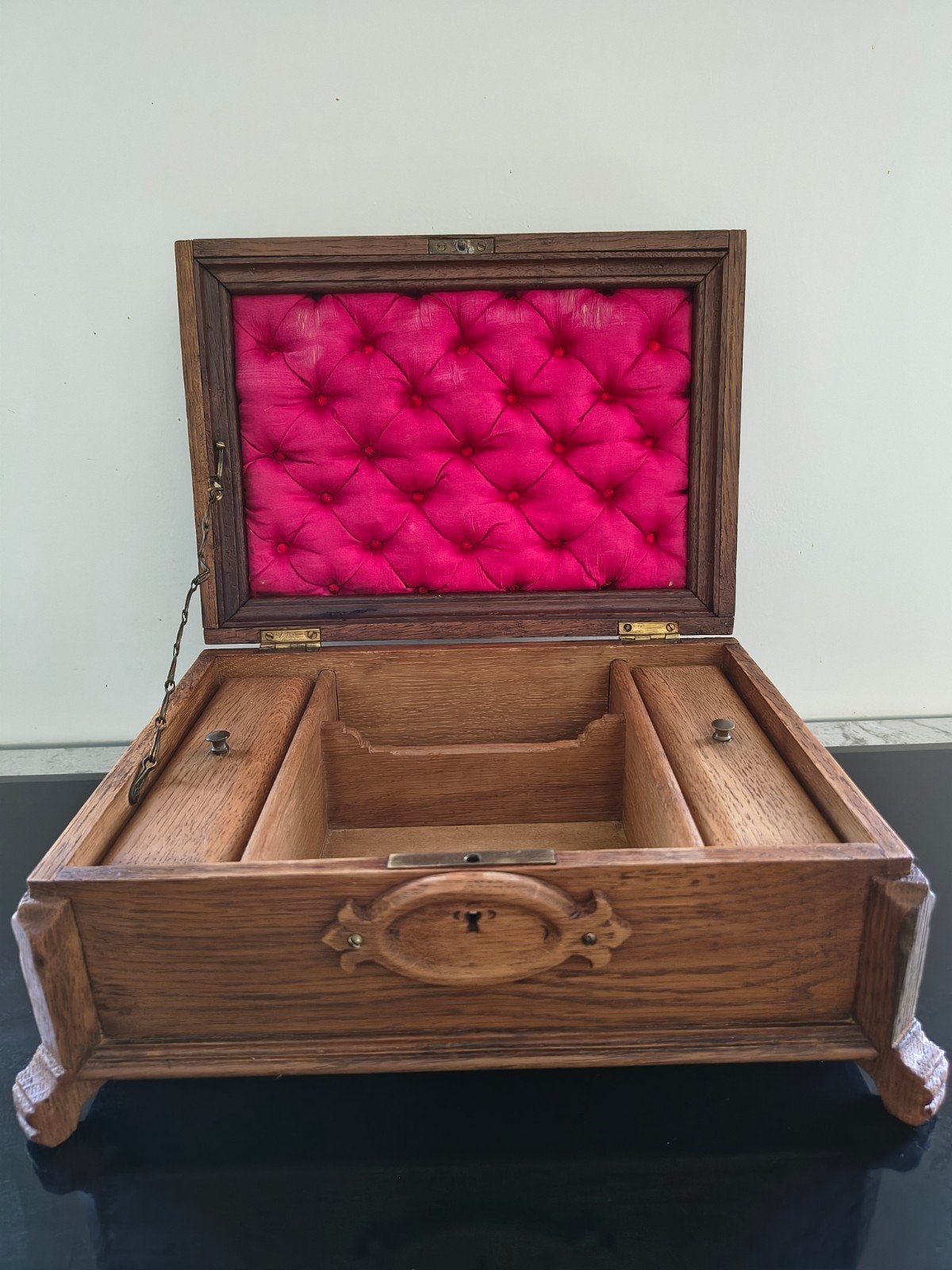 Antieke walnoten houten sieradenkist/ doos, Ophalen