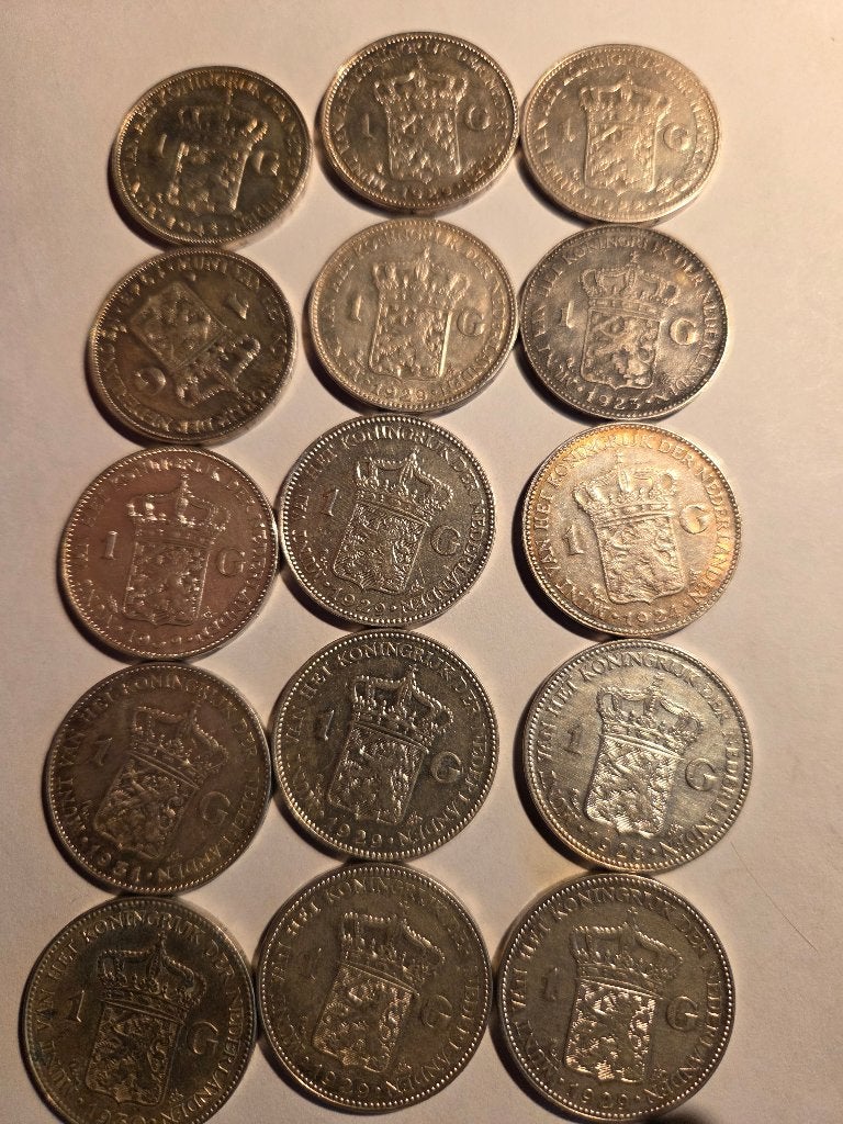 Guldens Wilhelmina, 1 gulden, Setje, Zilver, Ophalen of Verzenden