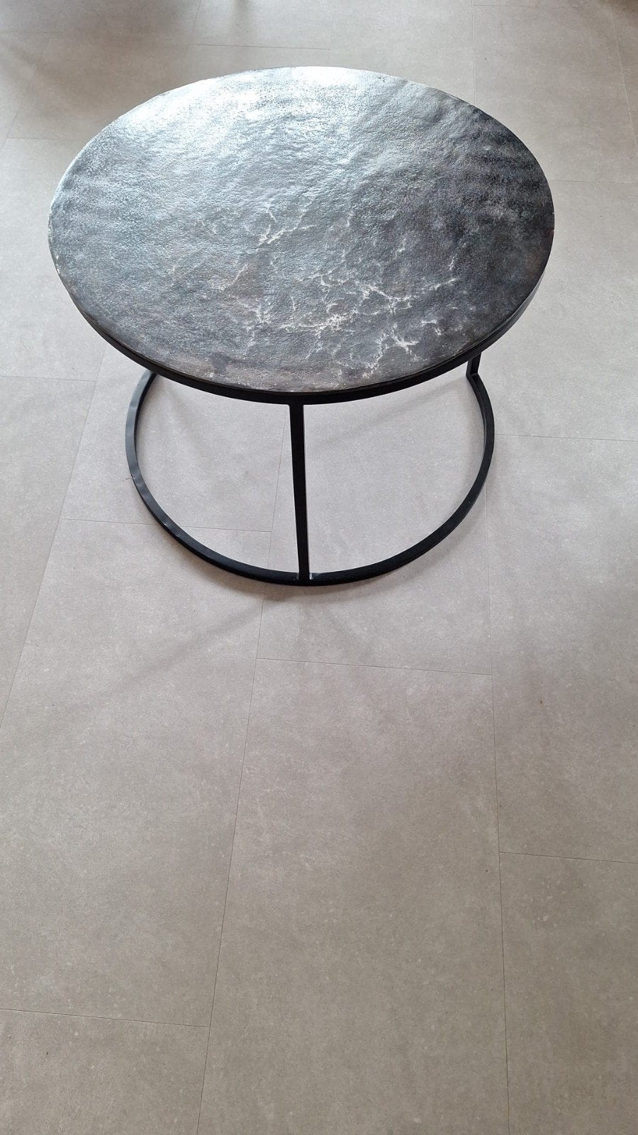 Ronde bijzettafel zwart metaal - Ø 60 cm, H 40 cm, Ophalen