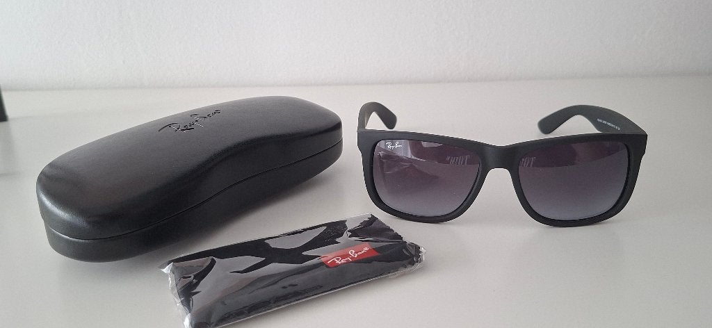 Ray Ban Justin Zonnebril, Zonnebril, Zwart, Ophalen of Verzenden, Zo goed als nieuw