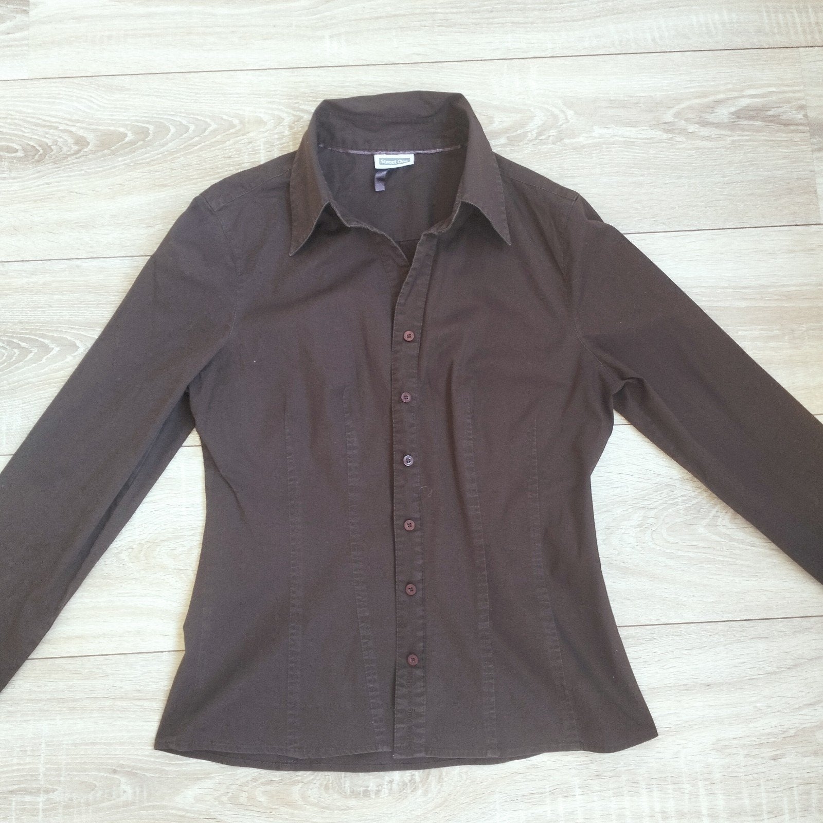 Street one donkerbruine blouse mt 38 getailleerd, Maat 38/40 (M), Bruin, Street One, Ophalen of Verzenden