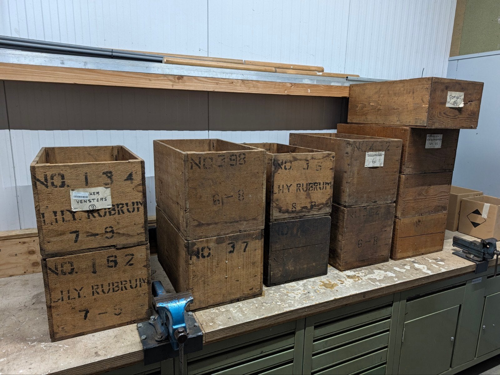 12 houten kisten kratten vintage winkelinrichting kast, Ophalen, 50 tot 100 cm, Minder dan 50 cm