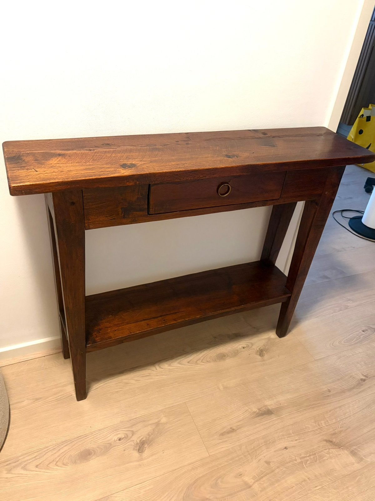 Eiken houten sidetable met lade, Ophalen, 100 tot 150 cm, Eikenhout, Zo goed als nieuw