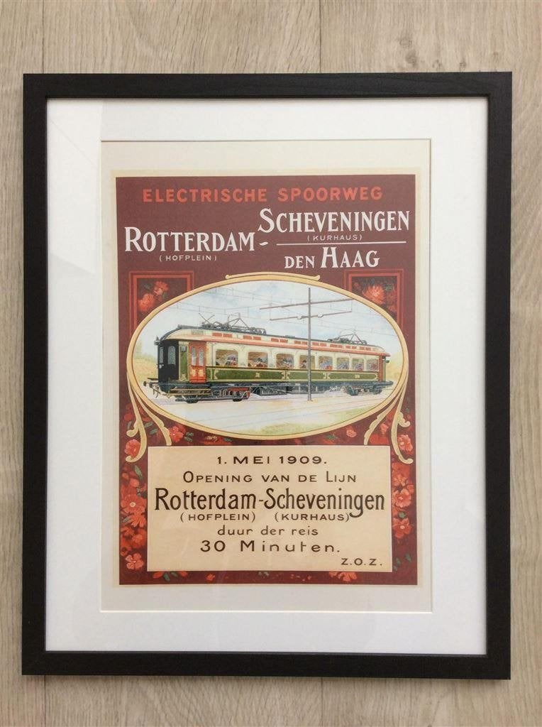 Rotterdam Scheveningen Electrische Spoorweg Poster Lijst, Verzenden, Nieuw, Trein, Overige typen
