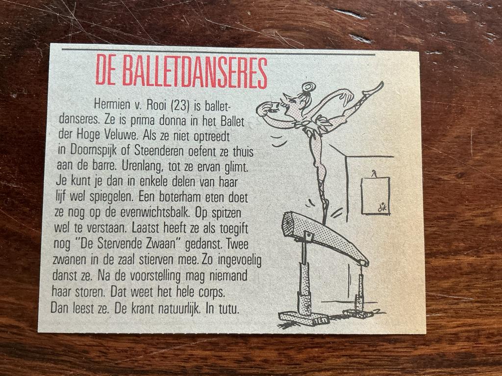 Karikatuur Dik Bruynesteyn De Balletdanseres -krantenartikel, Ophalen of Verzenden, Knipsel(s)