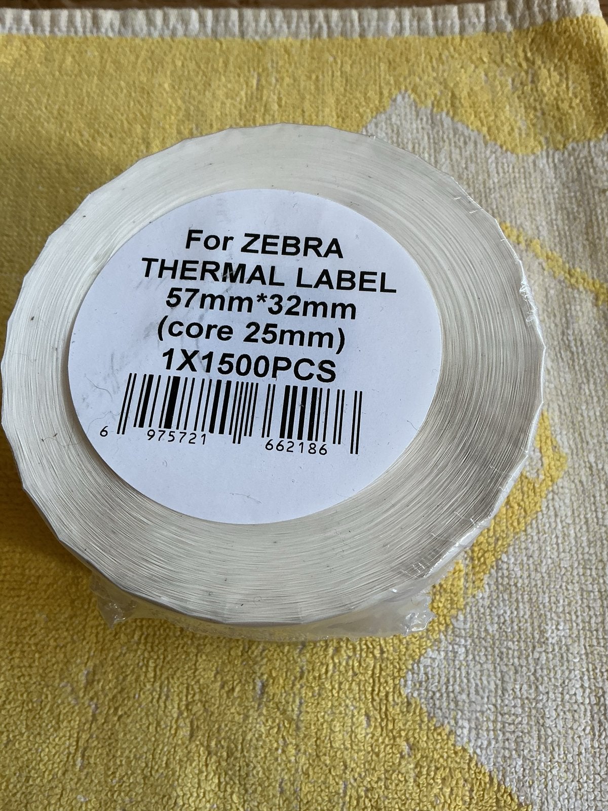 Thermische labels voor Zebra, 1500 stuks, 57x32mm, Computers en Software, Labelprinters, Ophalen of Verzenden, Nieuw