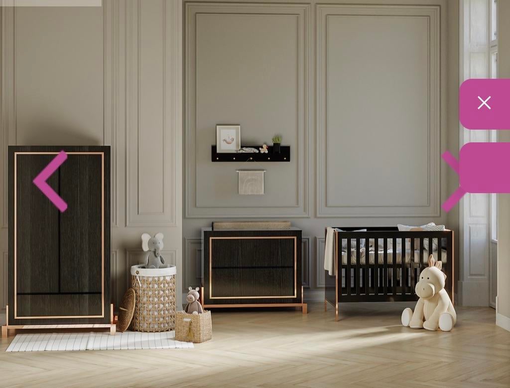 Complete babykamer zwart met rosé gouden randen, Ophalen, Zo goed als nieuw, Jongetje of Meisje
