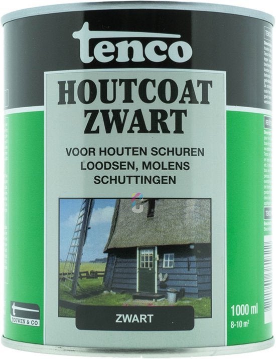 Tenco Houtcoating Zwart - 1 liter, Doe-het-zelf en Verbouw, ., Zwart, Nieuw, Ophalen of Verzenden