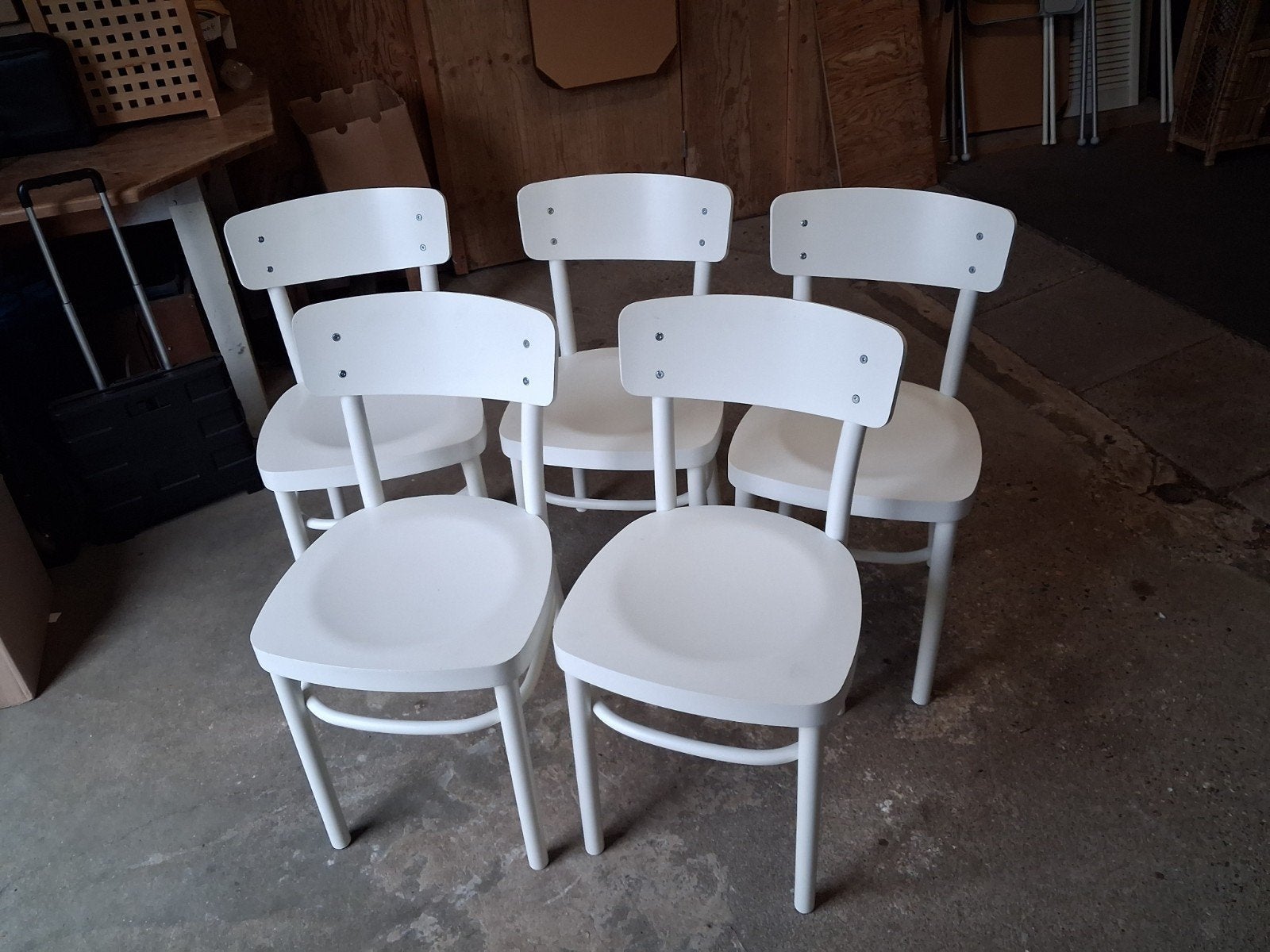 Set van 5 IKEA IDOLF stoelen - Wit, Huis en Inrichting, Stoelen, Gebruikt, Modern, Scandinavisch, Wit, Vijf, Zes of meer stoelen