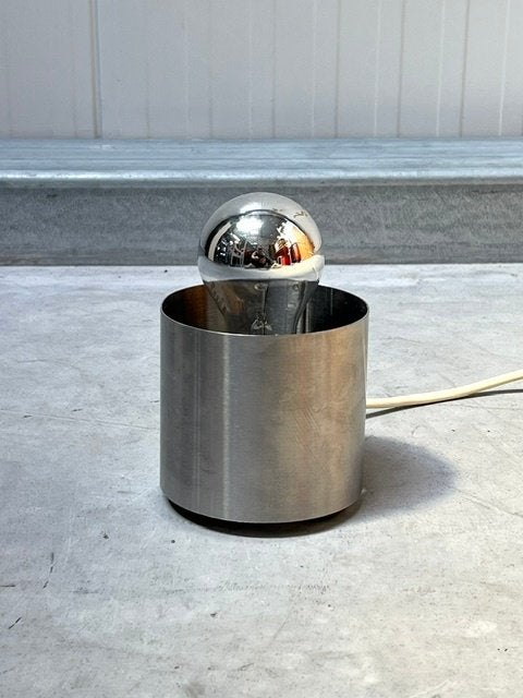 Vintage tafellamp RVS cilinder lampje jaren 70 design lamp, Gebruikt, ., ., Vintage