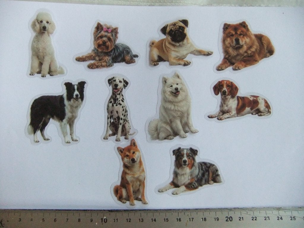 10 Honden Polypropyleen stickers set 3, Verzenden