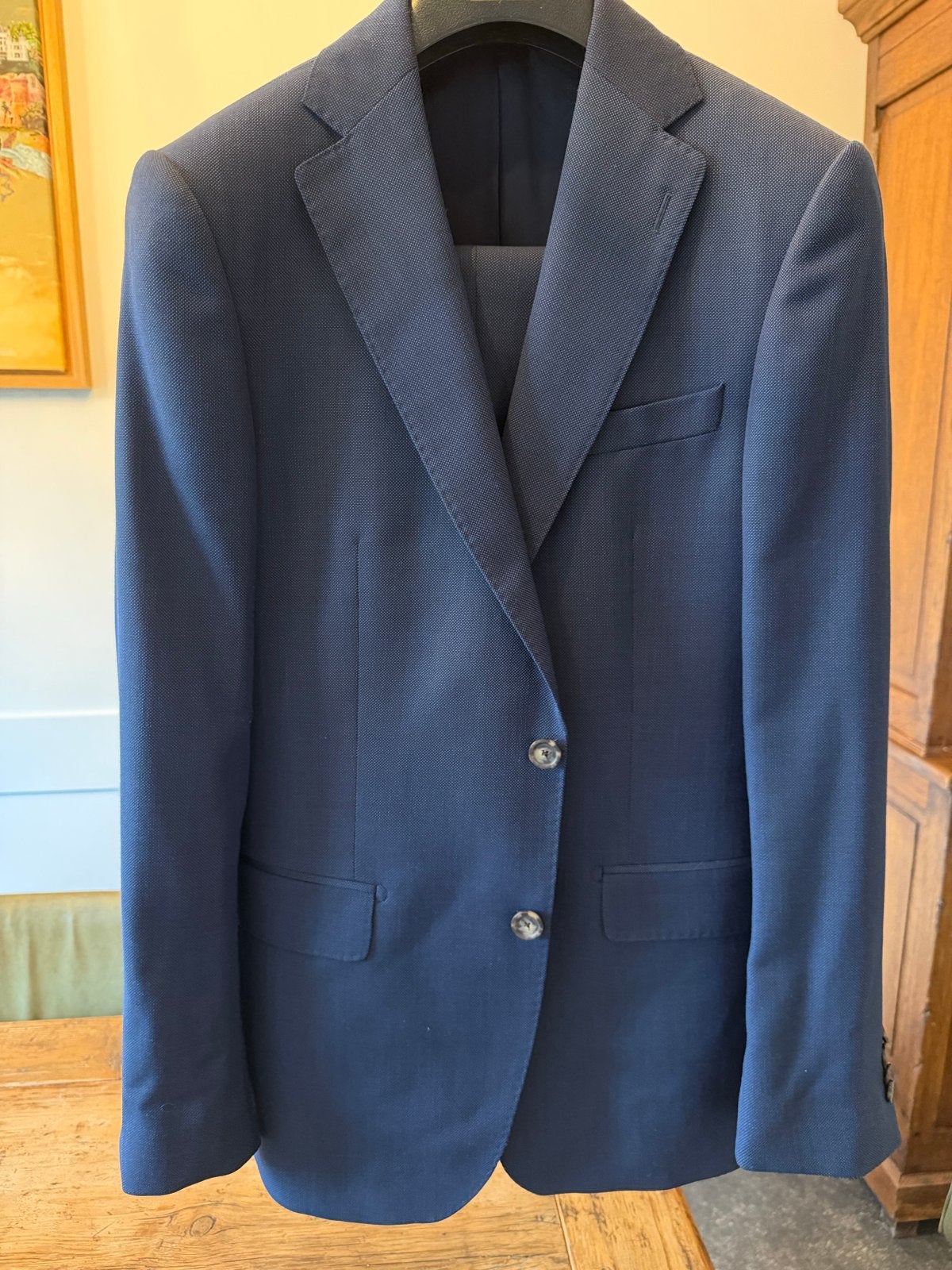 The Society Shop Pak - Donkerblauw 100% Wol - Maat 46, Ophalen of Verzenden, Zo goed als nieuw, Maat 46 (S) of kleiner, Blauw