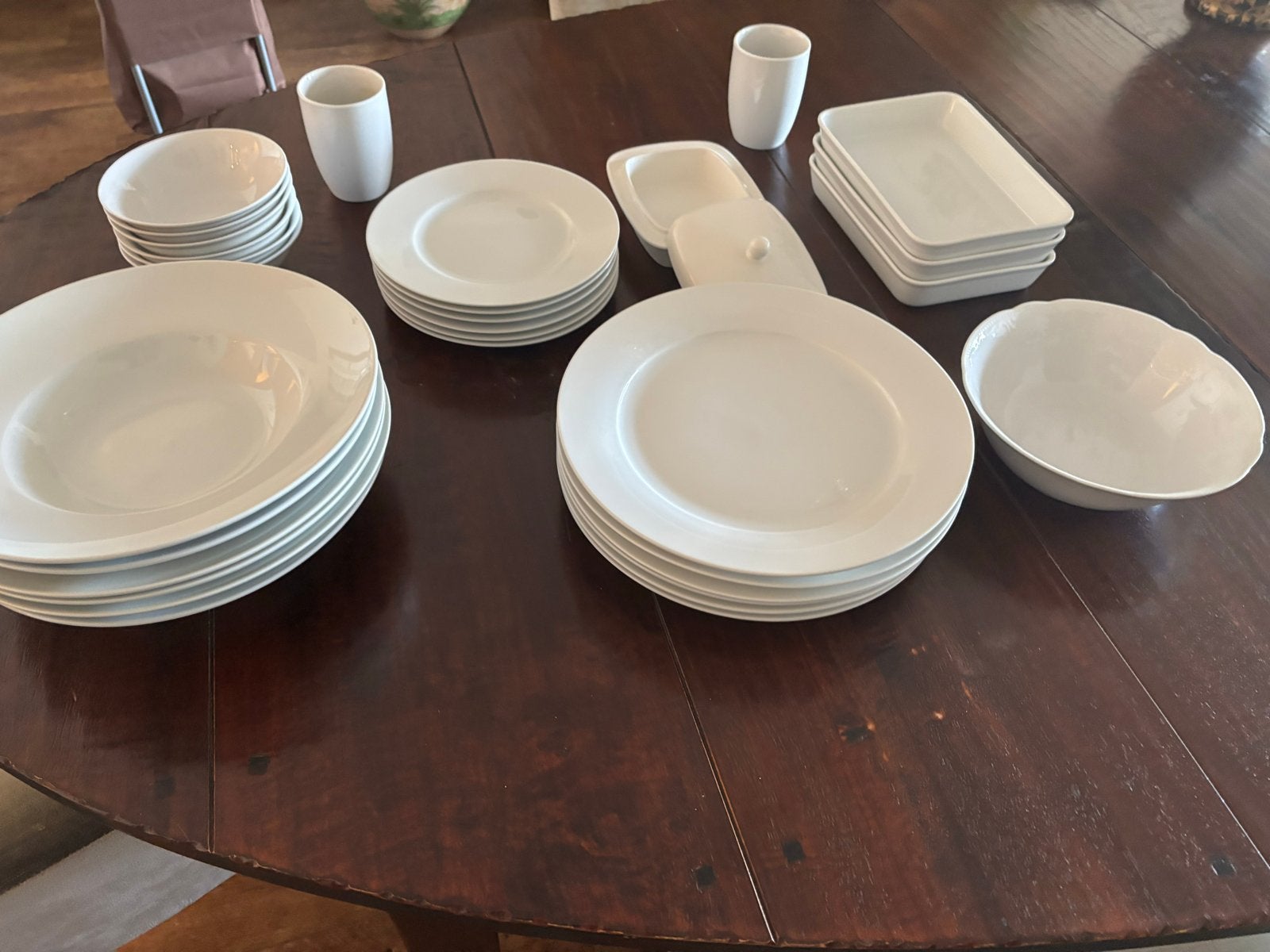 Wit eetservies - 6 delig, Huis en Inrichting, Keuken | Servies, Ophalen, Gebruikt, Keramiek, Overige stijlen