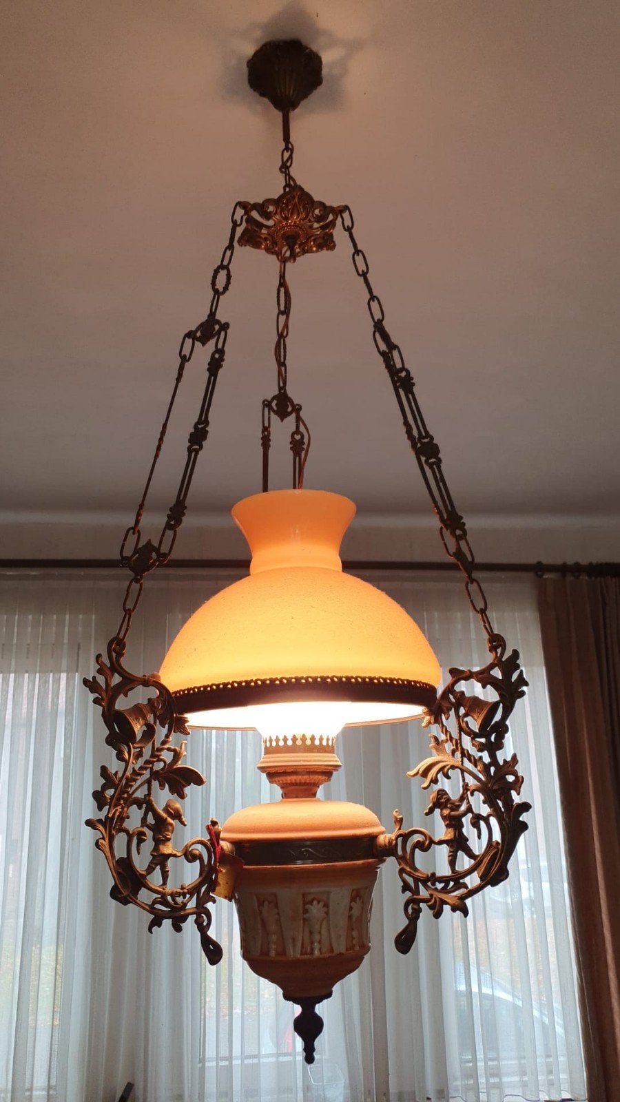 vintage omgebouwde olie lamp, Ophalen, Gebruikt
