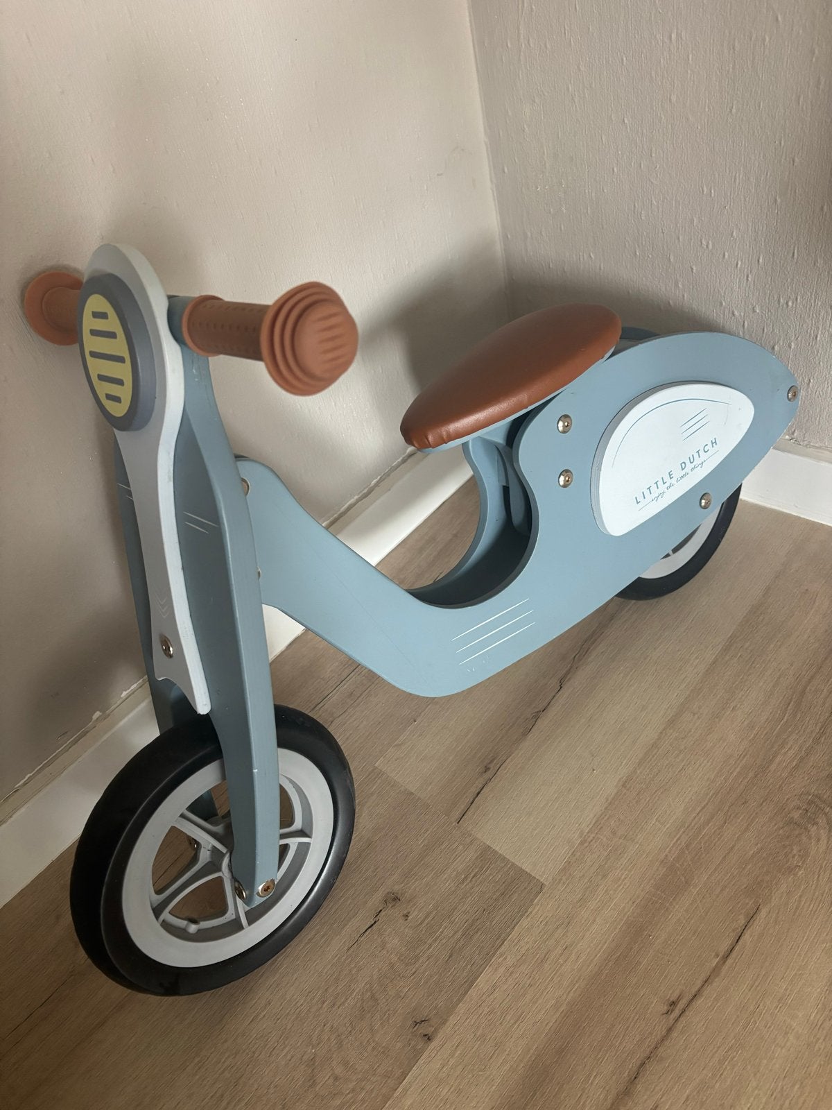 Little Dutch Houten Loopfiets Scooter Blauw, Ophalen, Zo goed als nieuw, Loopfiets