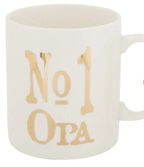 Mok nr 1 Opa - 35 cl - wit, Huis en Inrichting, Ophalen of Verzenden, Porselein, Overige stijlen, Kop(pen) en/of Schotel(s)