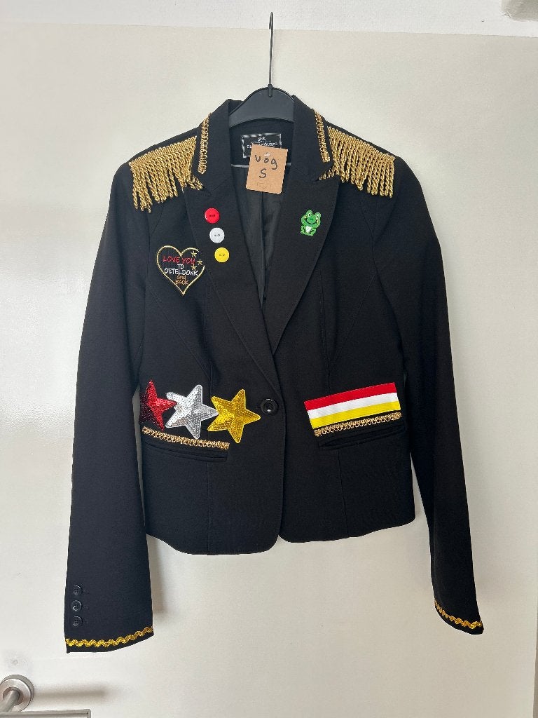 Oeteldonk dames jasje - Maat S, Carnaval, Ophalen of Verzenden, Zo goed als nieuw, Kleding