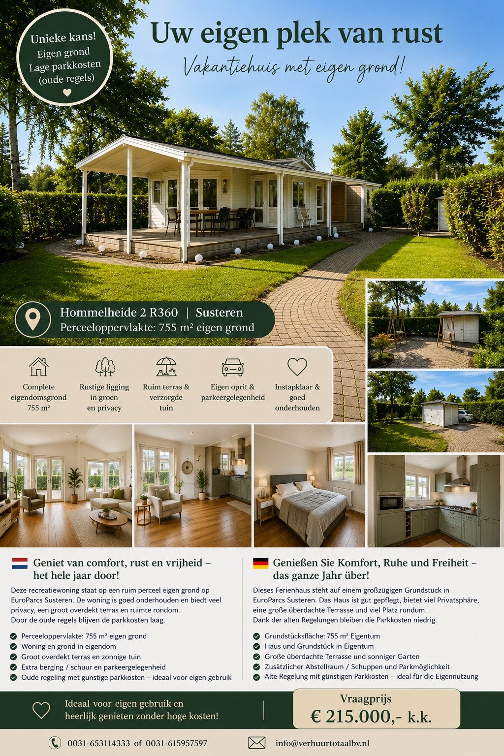 Recreatiewoningen EIGEN GROND IN SUSTEREN, 55 m², Limburg, Verkoop zonder makelaar, Chalet