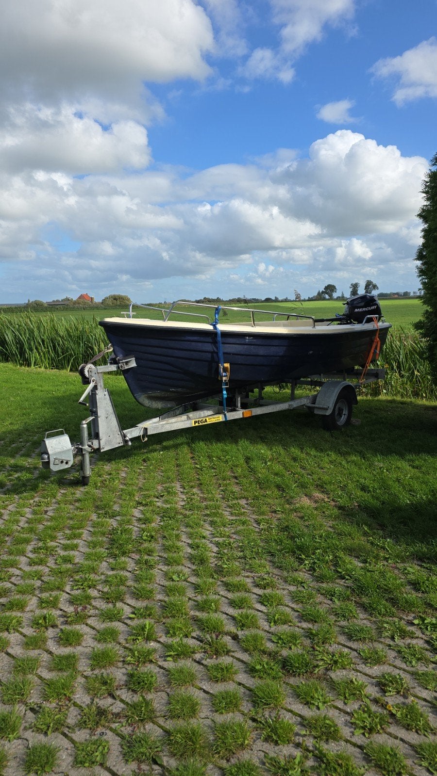 Oud Huyzer 410, 8 pk mercury, Pega boottrailer., Watersport en Boten, Ophalen, Minder dan 1500 kg, Gebruikt, Overige typen