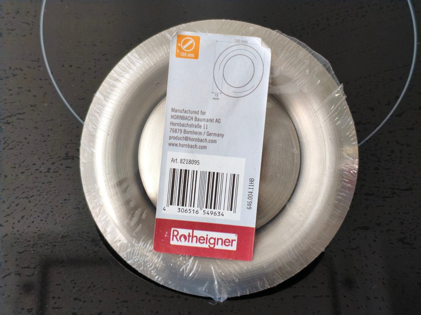 ROTHEIGNER Plafondrooster afzuigventiel RVS Ø 100 mm, Ophalen of Verzenden, Nieuw, Afzuiger