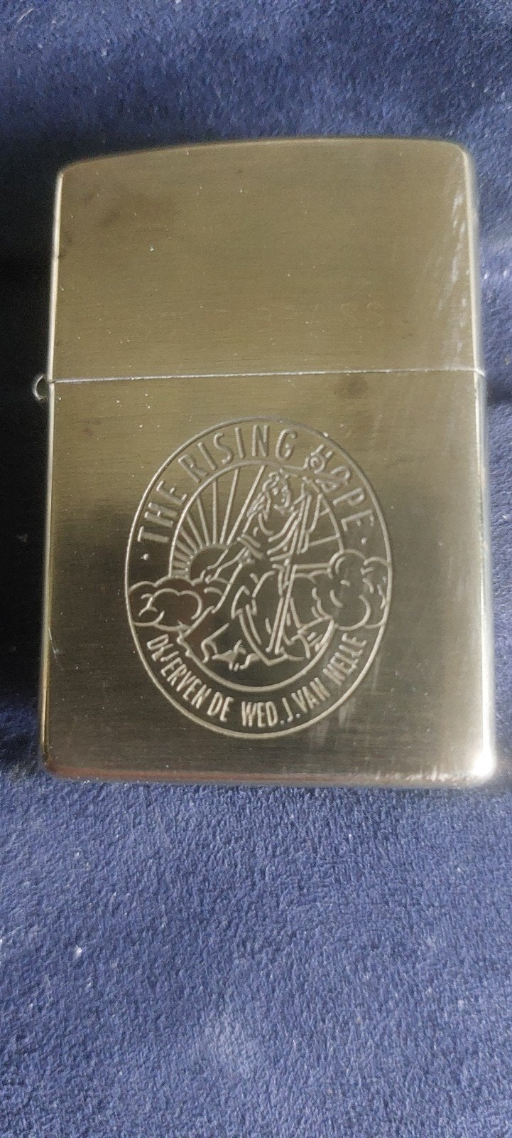 Zippo Solid Brass "The Rising Hope" Van Nelle F XV, Ophalen of Verzenden, Gebruikt, Aansteker