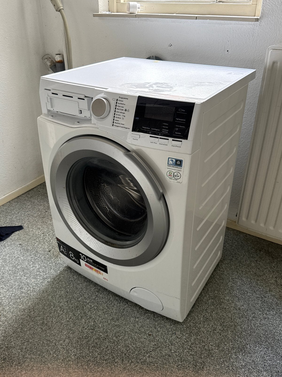 Wasmachine - Werkt goed, mist klepje - Vandaag ophalen, Witgoed en Apparatuur, Wasmachines, 8 tot 10 kg, Ophalen, Gebruikt, Voorlader